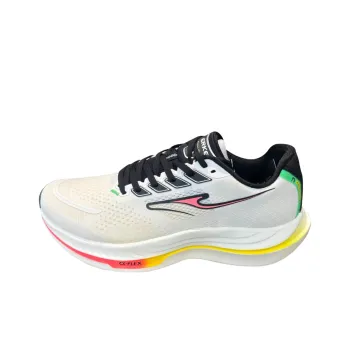 Erke Cushioned Slip Resistant Abrasion Resistant Low Top Long Distance Running Shoes Men's White Black