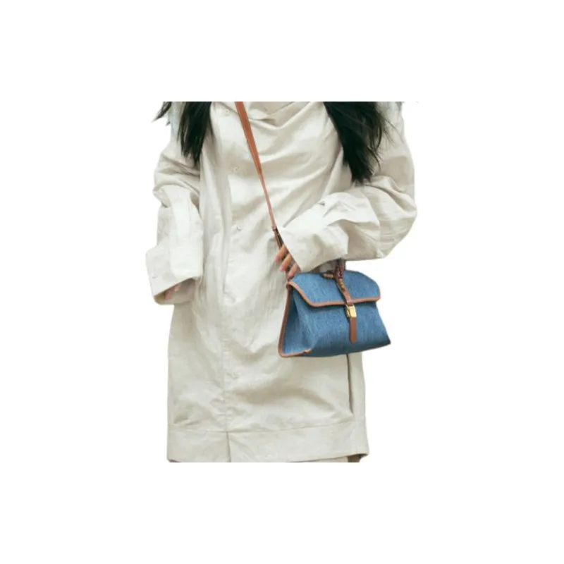 Songmont Fabric Shoulder Bag, Crossbody Bag, Handbag Trumpets Unisex Denim Blue-3