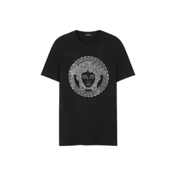 VERSACE Logo Embellished Crewneck T Shirt