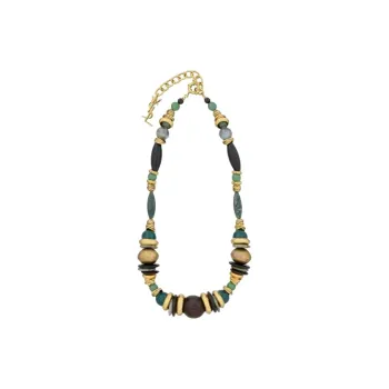SAINT LAURENT Wooden, Metal, Resin, Aventurine, Agate Necklaces Unisex Multicolor