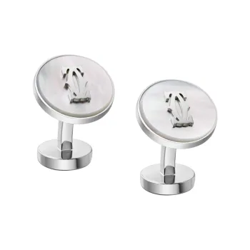 CARTIER 925 Sterling Silver Mother Of Pearl Palladium Plated Cufflinks Unisex Silver