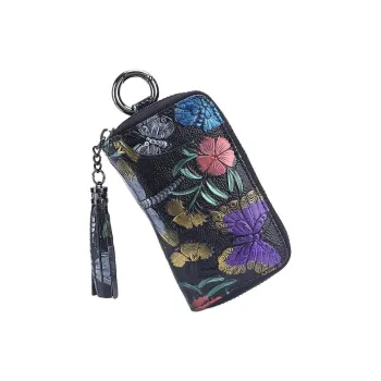 Tong Tong Rabbit Top Grain Cow Leather Key Pouch Women's Gold Rose/Silver Rose/Dragonfly Color