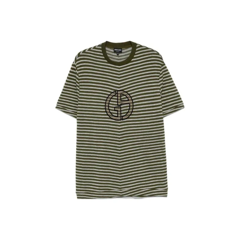 GIORGIO ARMANI Chevron Jacquard Stretch Viscose Crew neck T shirt-0
