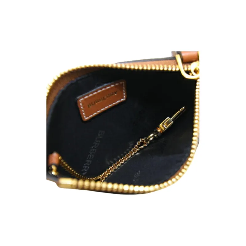 Burberry Leather Card Holder, Coin Purse Regular Women's Beige-5