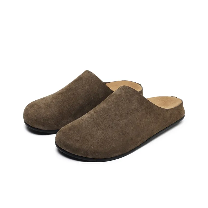 MODENGPAN Leather Patchwork Abrasion Resistant Wrap toe Slippers Unisex-5