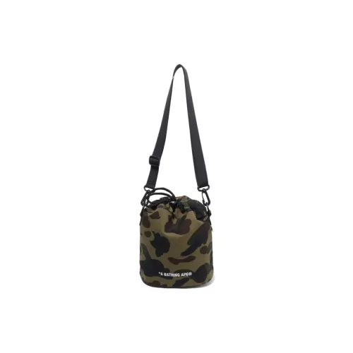 A BATHING APE Fabric Crossbody Bag Unisex Green/Yellow