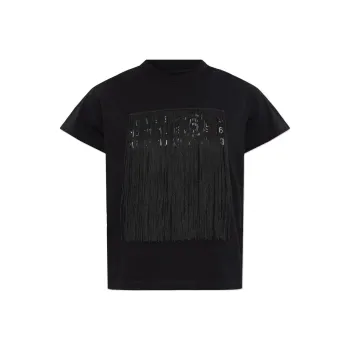 MM6 Maison Margiela Fringe Detailed Crewneck T Shirt