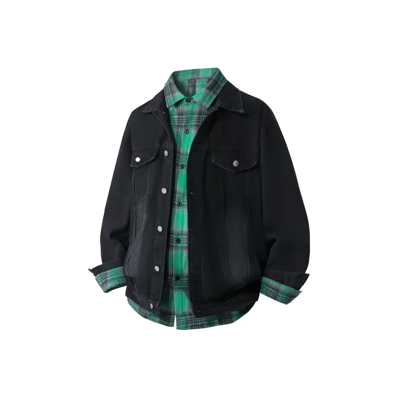 HOKLV Jacket Unisex Black Coat+Yellow Shirt-4
