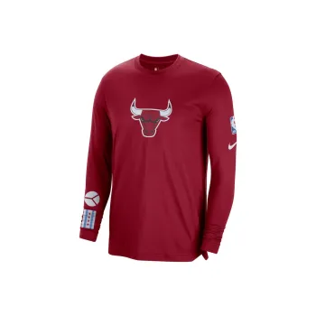 Nike Nba Chicago Bulls City Edition Dri fit Loose Fit Long Sleeve T shirt