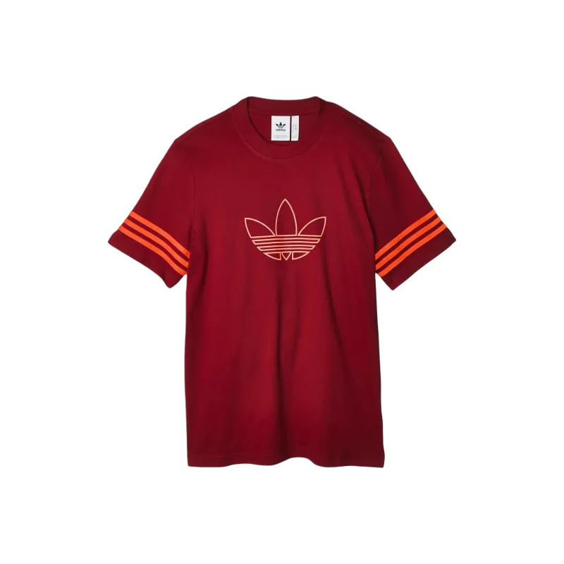 Adidas Originals Outline TeeTrefoil T-Shirt Men's Burgundy Neon Red-0