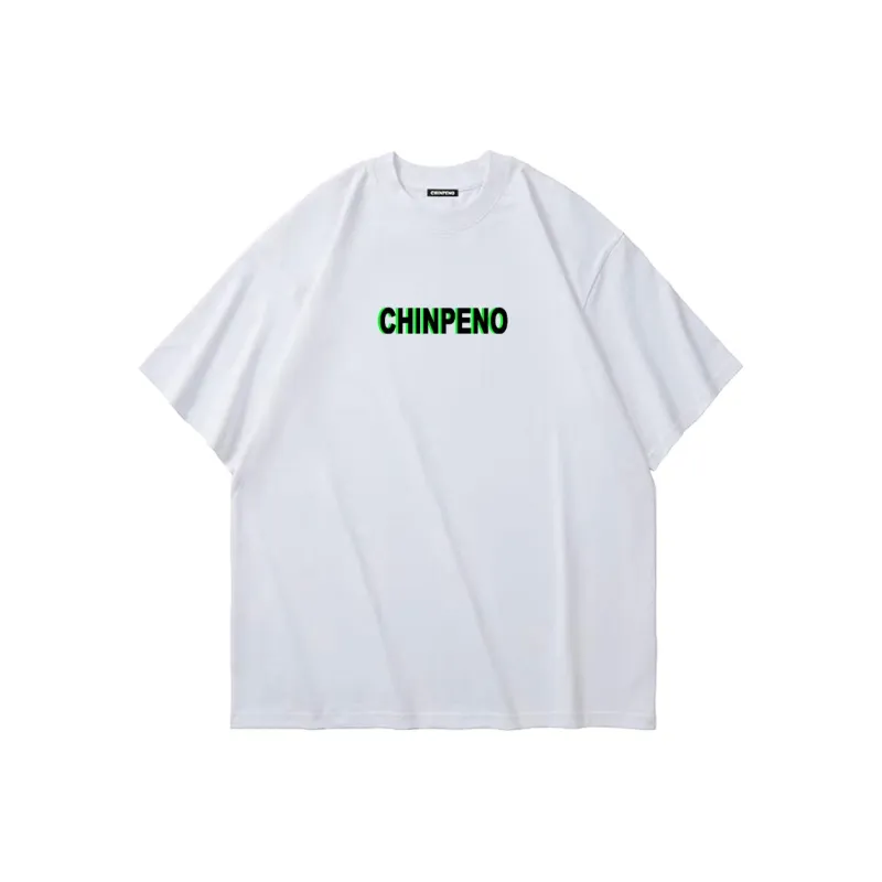 Chinpeno Brand Logo Letter American Loose Fit Drop Shoulder Crew Neck Breathable Short Sleeved T Shirt Unisex-0