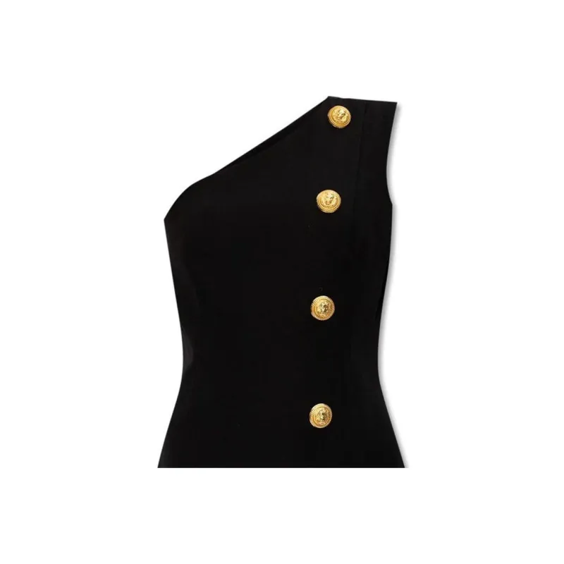 BALMAIN One Shoulder Mini Skirt-4