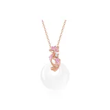 Chalcedony-Lotus and Koi Fish Peaceful Buckle Necklace[Pink]