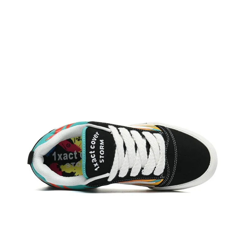 SITULANG Lightning Storm Low Top Canvas Shoes Unisex Flame Black/Blue-3