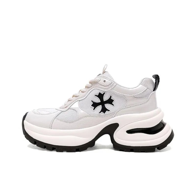 BENZI Anti Slip Wear Resistant Breathable Lightweight Height Increasing Low Top Chunky Sneakers Women's-0