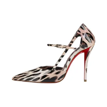 Christian Louboutin Miss Z Strap 100mm Pump Gigi Printed Patent Calf Leather Women's