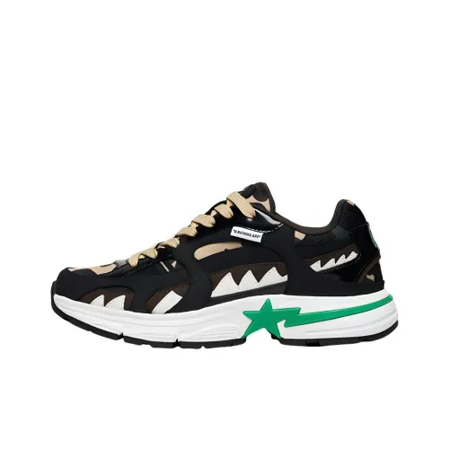 A BATHING APE SHARK STA Low Top Casual Shoes Women's Black Brown Green