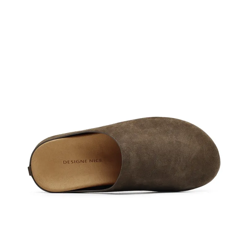 MODENGPAN Leather Patchwork Abrasion Resistant Wrap toe Slippers Unisex-15