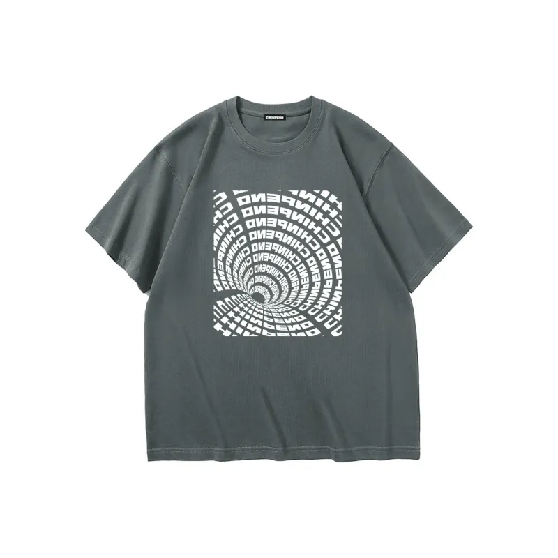 Chinpeno American Letter Print Crew Neck Pullover Breathable Drop Shoulder Short Sleeved T Shirt Unisex-6