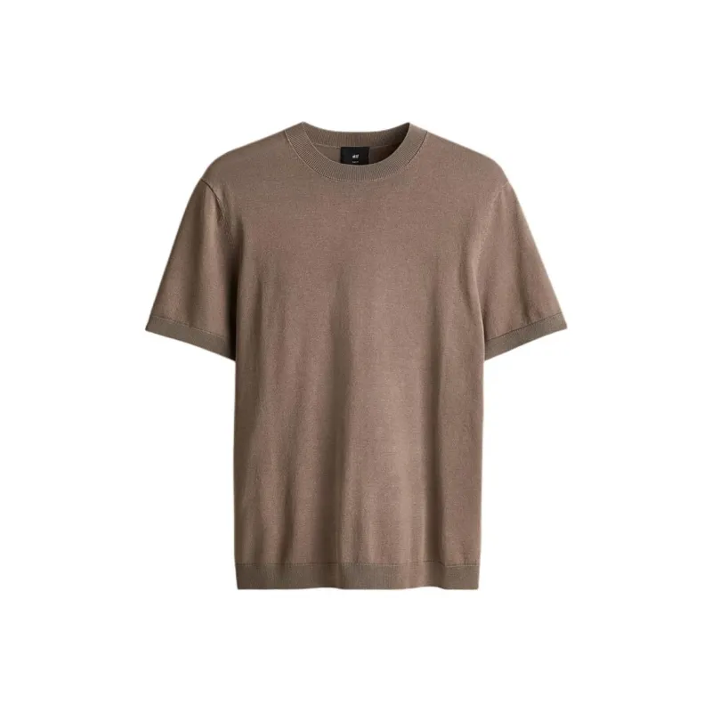 H&M T Shirts Men Dark Beige-0