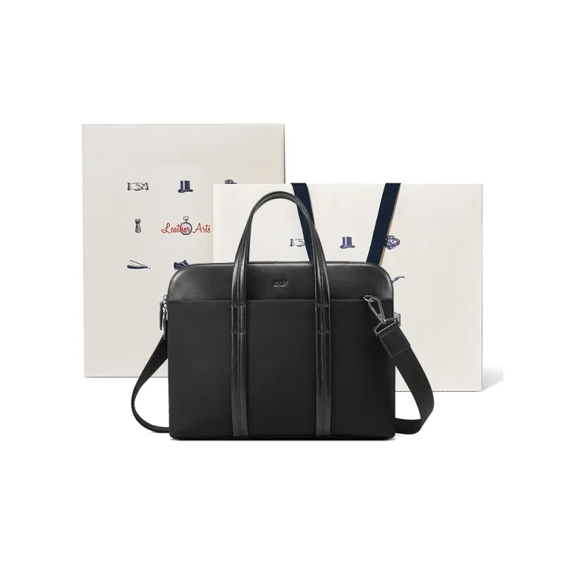 BVP Fabric With Cow Leather Briefcases Regular Unisex Multicolor-5