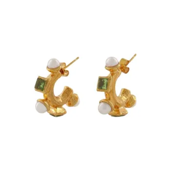 Alighieri 24K Gold The Nocturnal Garnet And Pearl Earrings