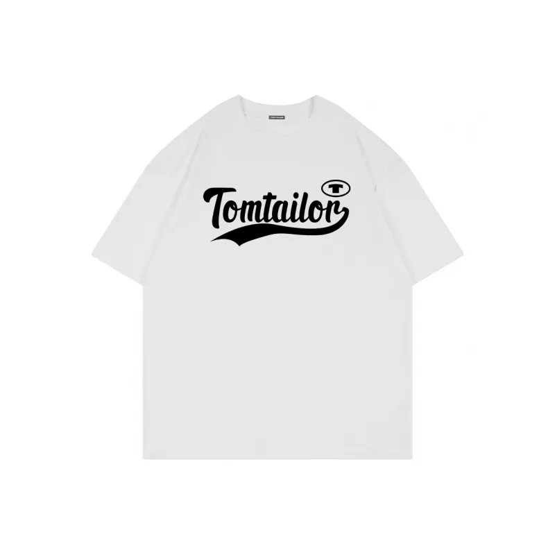 TOM TAILOR Letter Print Casual Thin Crew Neck Breathable Short-Sleeved T-Shirt T-Shirt Unisex-0