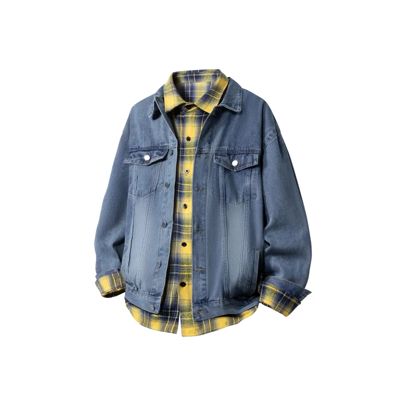 HOKLV Jacket Unisex Black Coat+Yellow Shirt-24