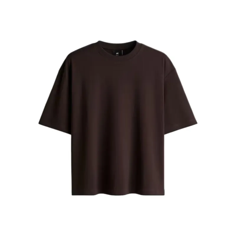 H&M T Shirts Men Dark Brown-0