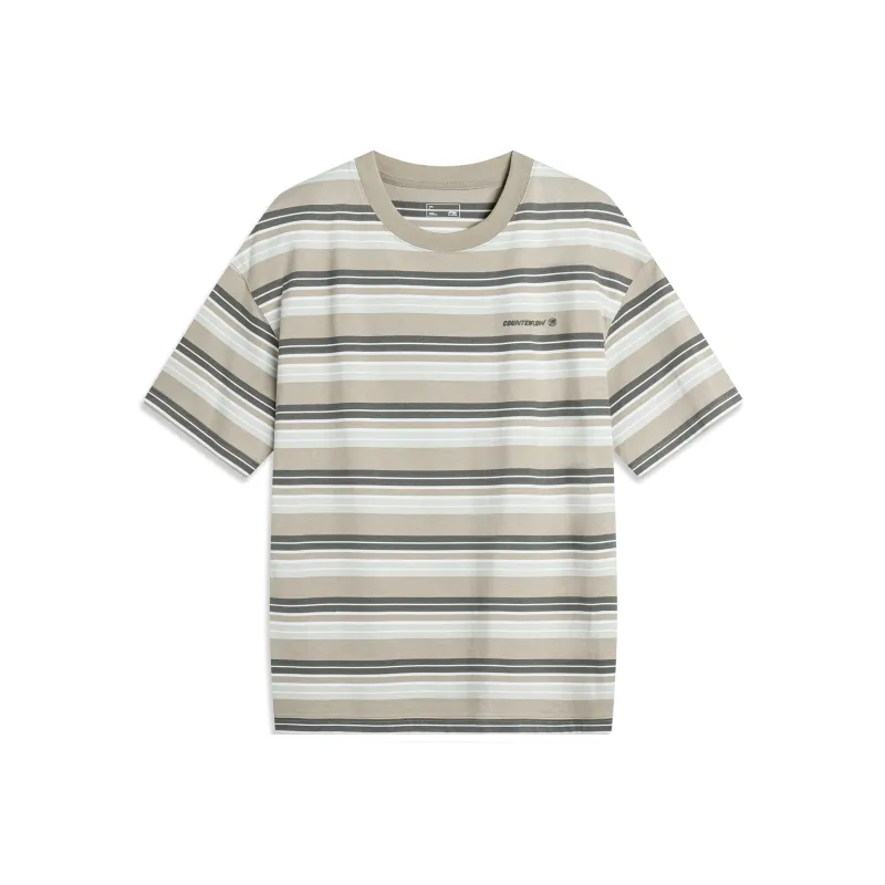 LiNing CF Tracing T-Shirt Men's White Gray Green Stripes-0