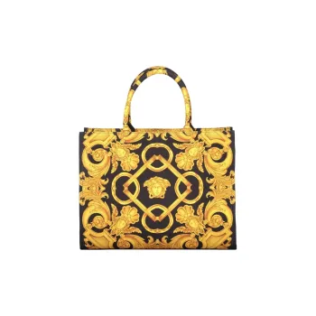 FANSIZHE MedusaBarocco Polyester Tote Bag, Shopping Bag, Shoulder Bag, Handbag Women's Black & Gold