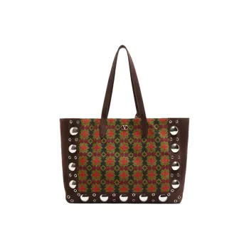 Valentino Suede Tote Bag, Shopping Bag, Shoulder Bag Tubas Women's Dark Brown