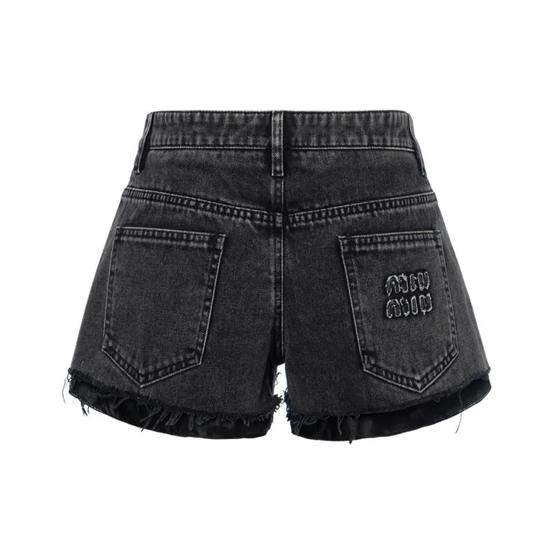 MIU MIU Denim Shorts Women's Dark Gray-1