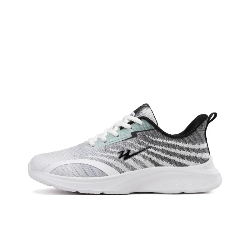 Binary Slip Resistant Lightweight Cushioning Low Top Casual Sprint Running Shoes Women's White Black-0