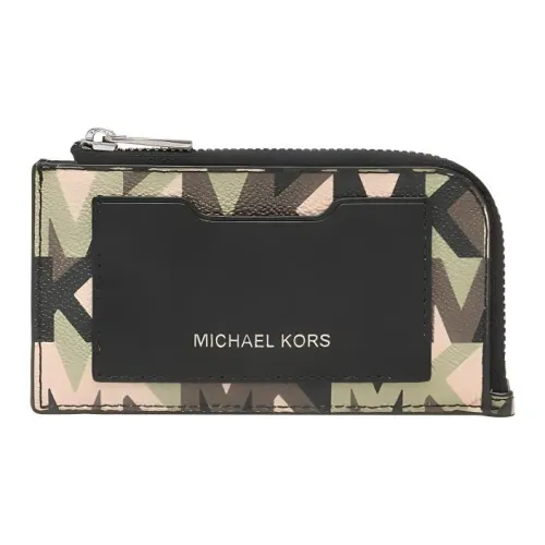 MICHAEL KORS MK Cooper Coated Canvas With Patchwork Card Holder Wallet Men's Olive Green Print