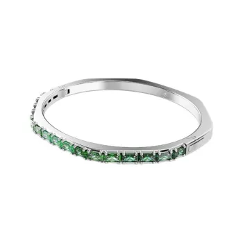 Swarovski Faux Crystal, Rhodium Plated, Synthetic Cubic Zirconia Bangles Unisex Green