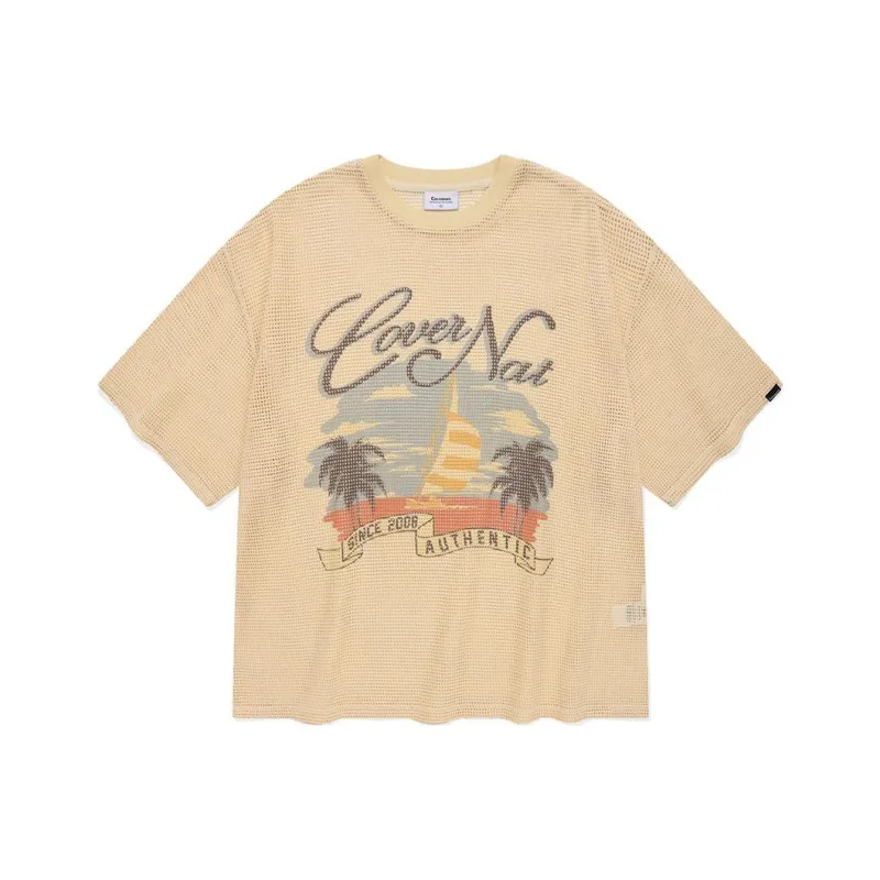 COVERNAT Short Sleeved T Shirts Unisex Beige-0