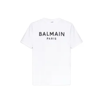 BALMAIN Logo Printed Crewneck T Shirt