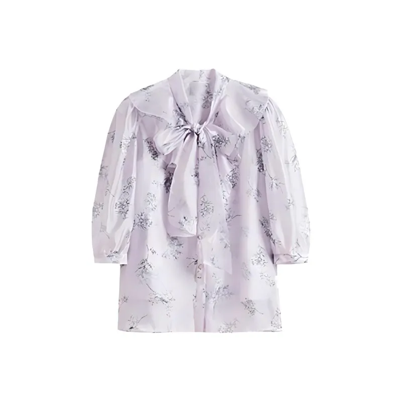 Mapping Shirt Women's Pink Purple Flowers-2