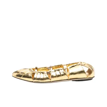 Chloé Luna Cut Out Metallic Ballet Flats Women's
