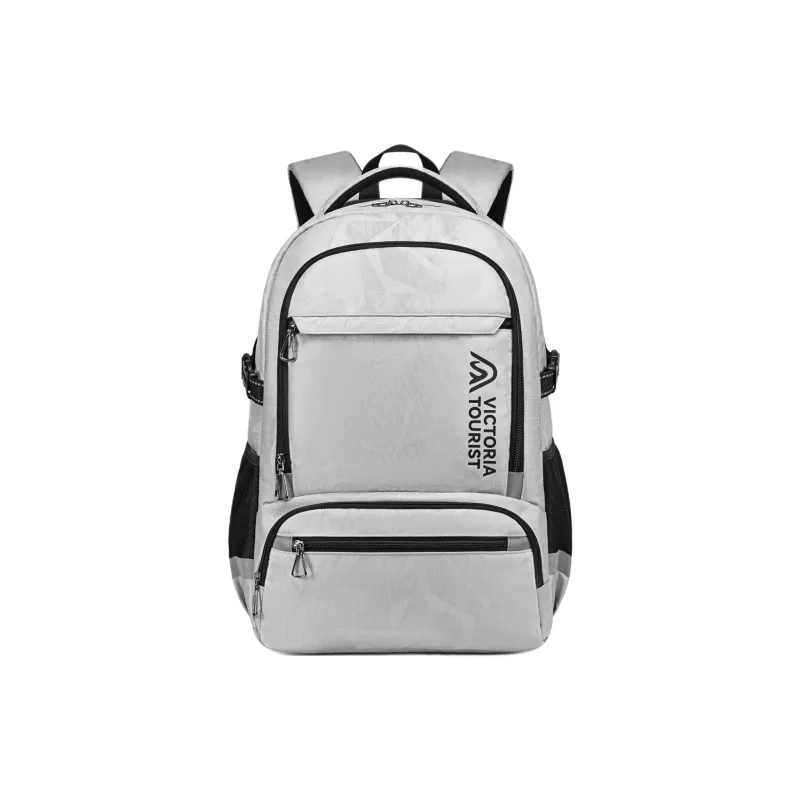 Victorian Traveler Fabric Double Shoulder Backpack Regular Unisex Silver Gray-13