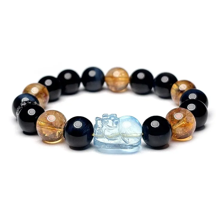 MOUNTAINS AND MANS Tiger's Eye Stone New Chinese Style Luxury Good Luck Beaded Bracelet Unisex-0
