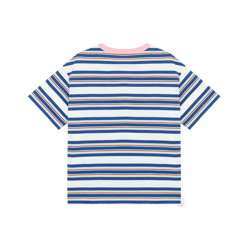 B.Duck T Shirt Women's Blue White Pink Stripes-1