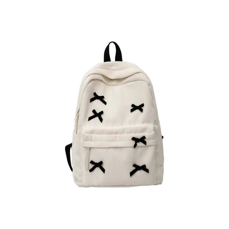 BUBM Corduroy Backpack Regular Unisex Black/White-14