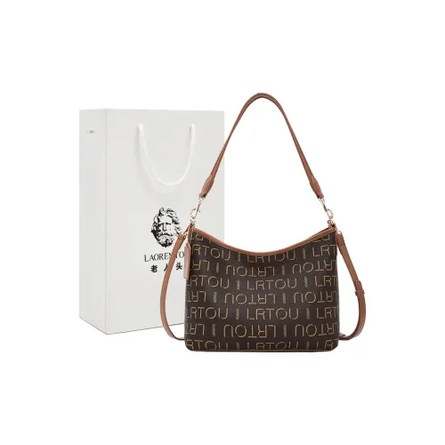 Old Man's Head Synthetic Leather Crossbody Bag, Shoulder Bag Regular Women's Coffee