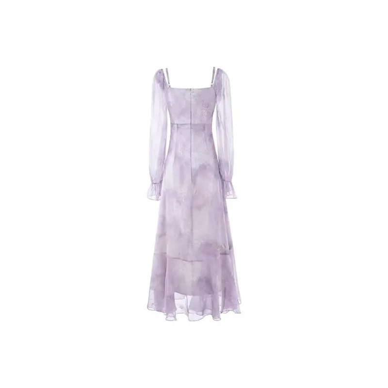 HUINIAN Long Sleeved Dress Women's Purple-1
