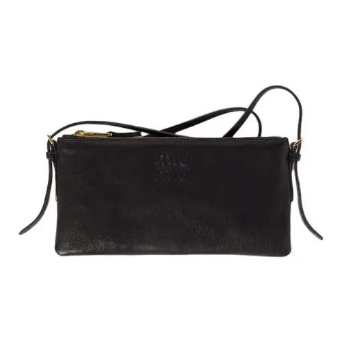 MIU MIU Lambskin Clutch, Crossbody Bag, Shoulder Bag Mini Women's Black