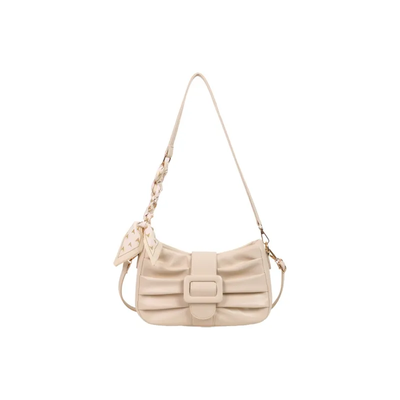 Dusen Kangaroo PU Shoulder Bag Women's White/Black/Ecru/Khaki/Blue/Pink-6