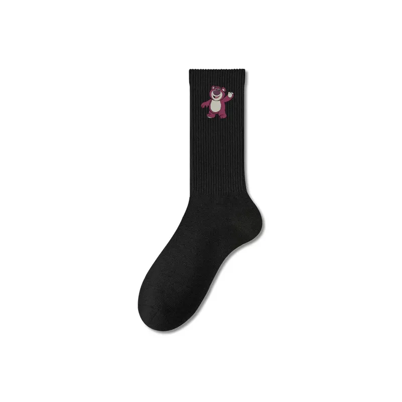 Disney Strawberry Bear Series Mid Calf Socks Unisex Shopping Bag 4 Pack-5
