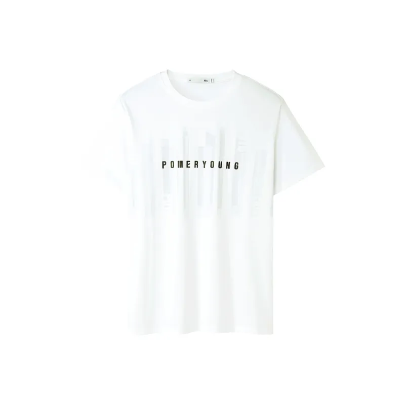 HLA Power Young Series T-Shirt Men's Bleached White Pattern-0